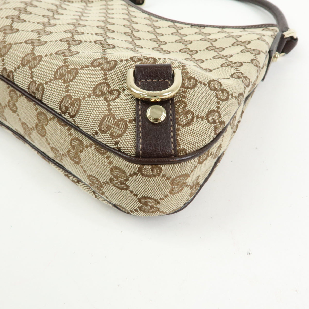 GUCCI Abbey Canvas Leather Shoulder Bag Brown 130738