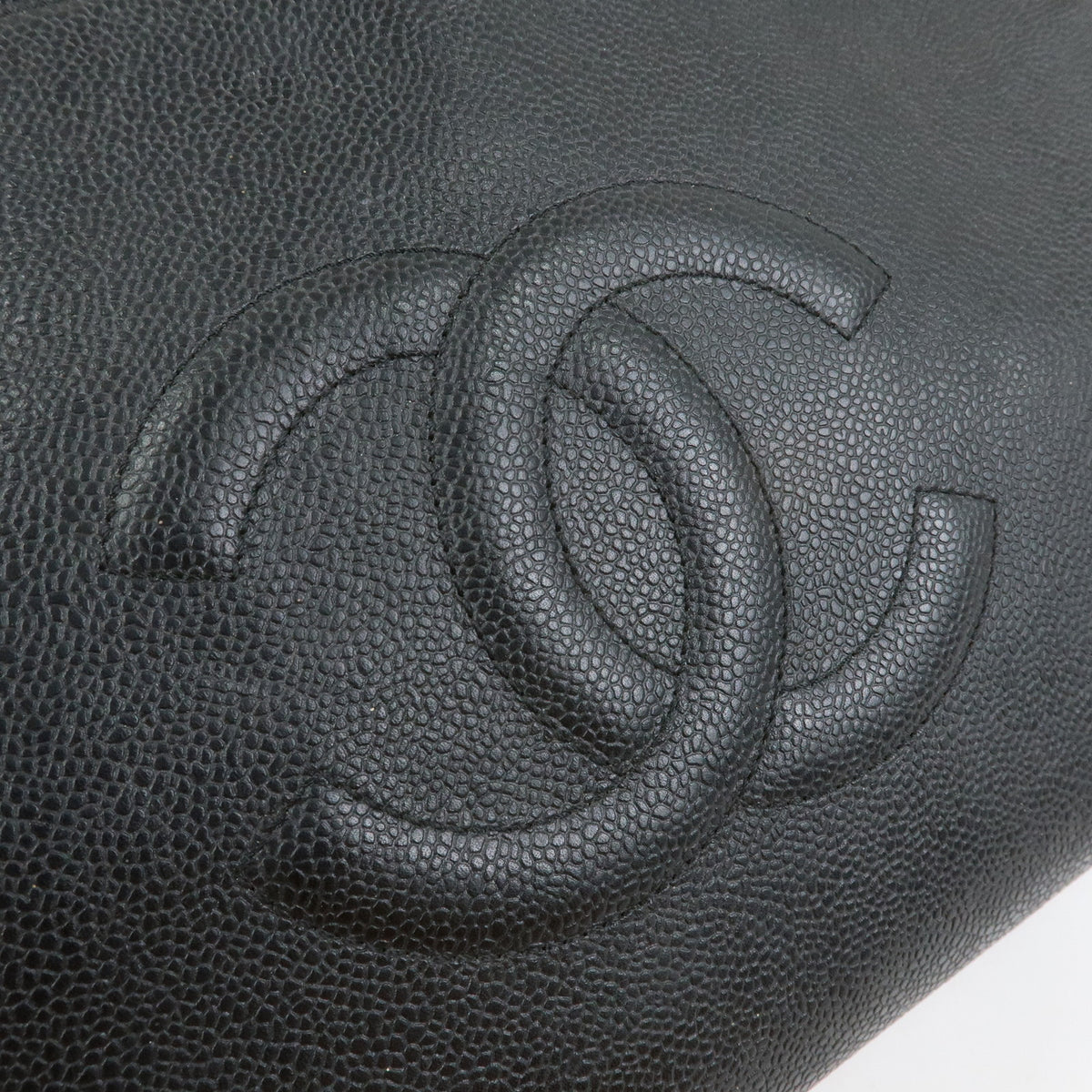 CHANEL COCO Mark Caviarskin Chain Shoulder Bag Tote Bag Black A10492