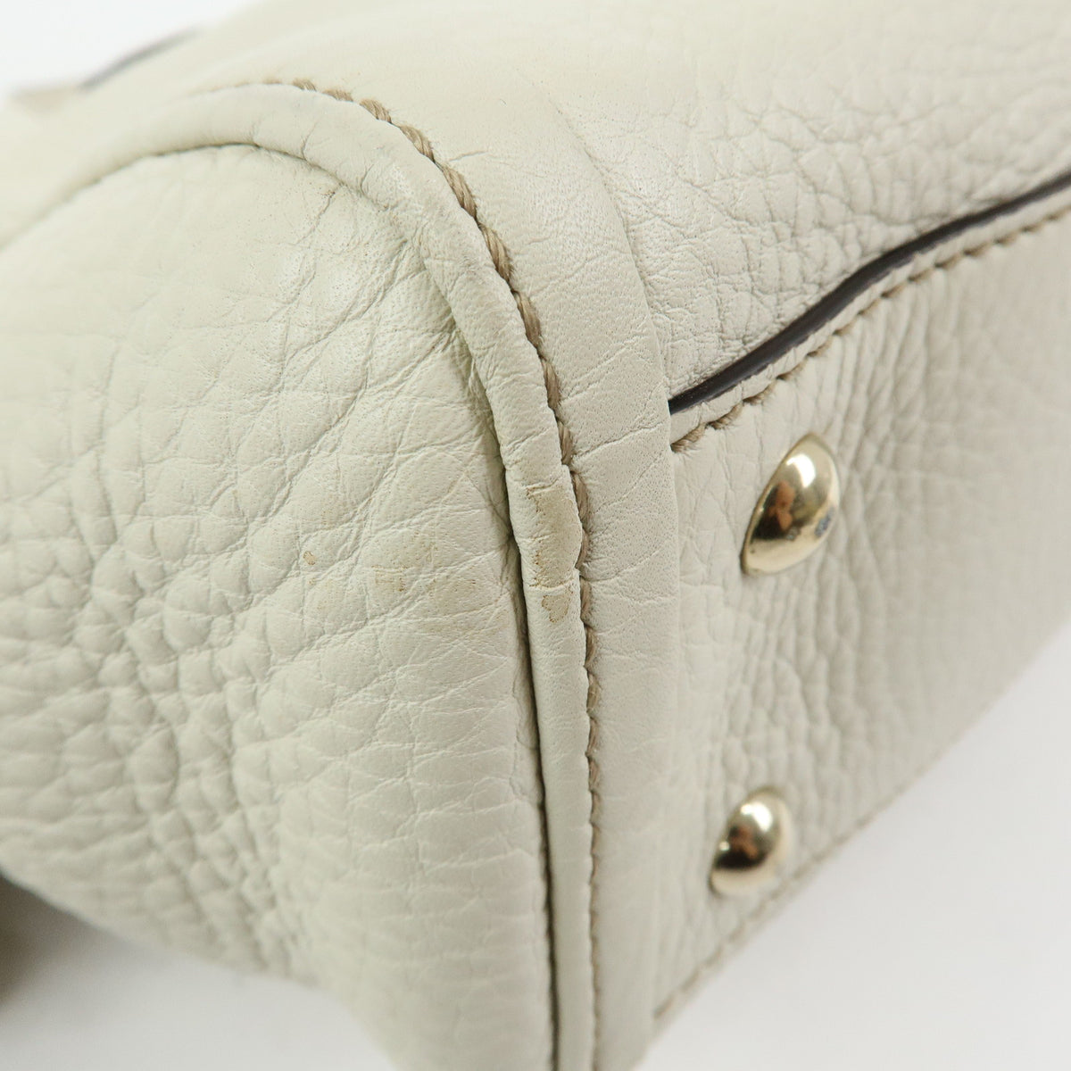 GUCCI Soho Interlocking G Leather Tote Bag Hand Bag Tassel Ivory 282307