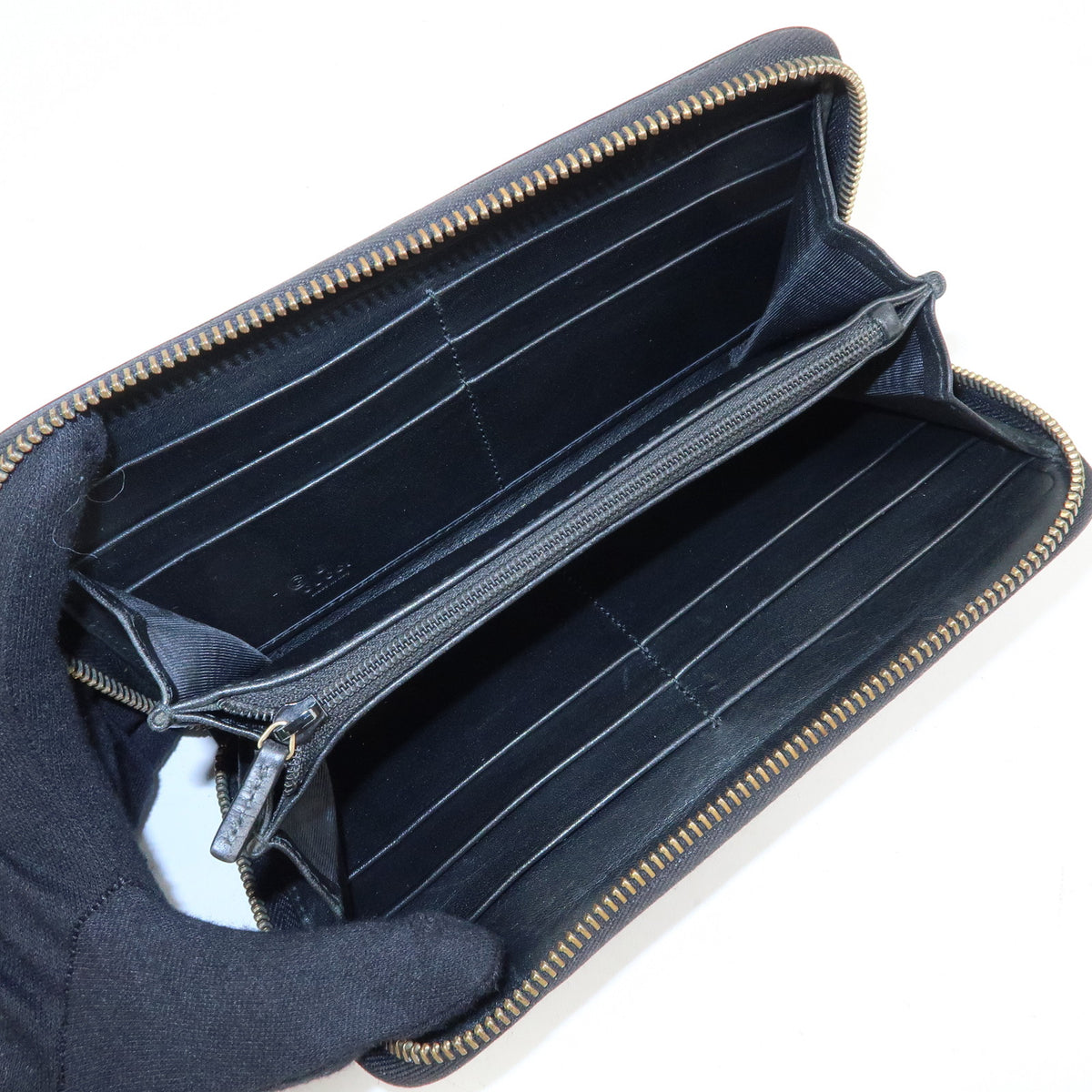 GUCCI Microguccissima Leather Zippy Long Wallet Black 449391