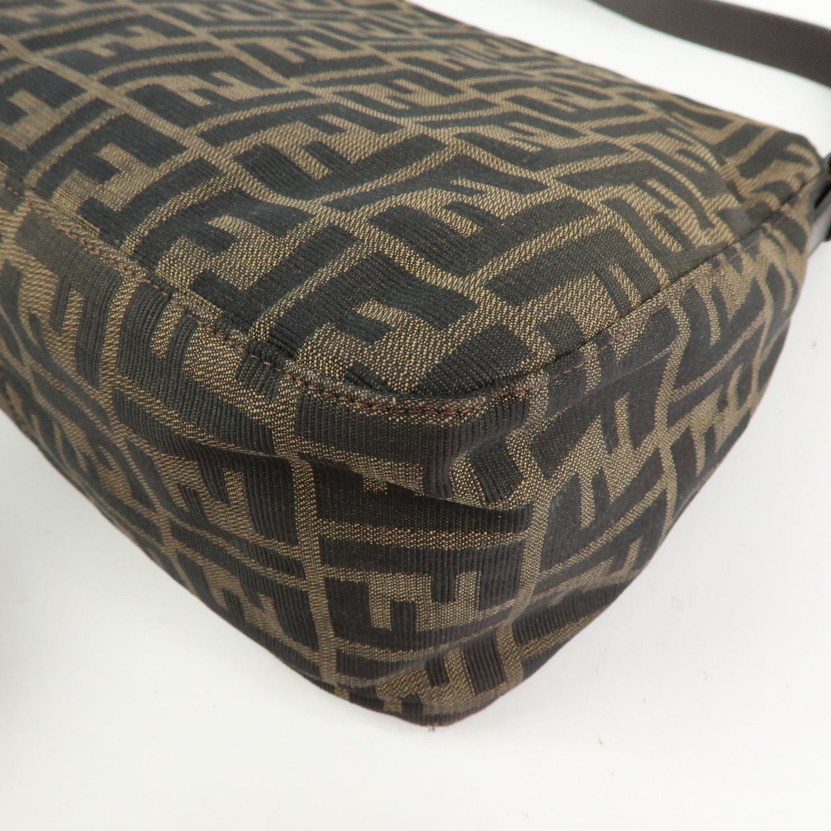 FENDI Zucca Mamma Baguette Canvas Leather Shoulder Bag Hand Bag 26325