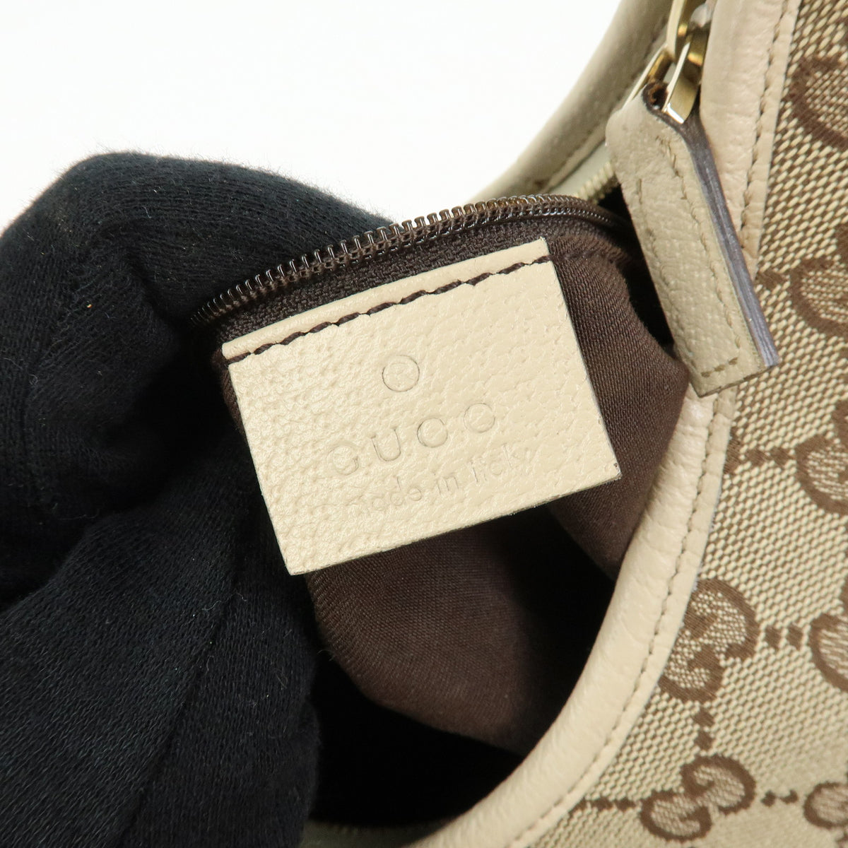GUCCI Abbey GG Canvas Leather Shoulder Bag Beige Brown Ivory 130738