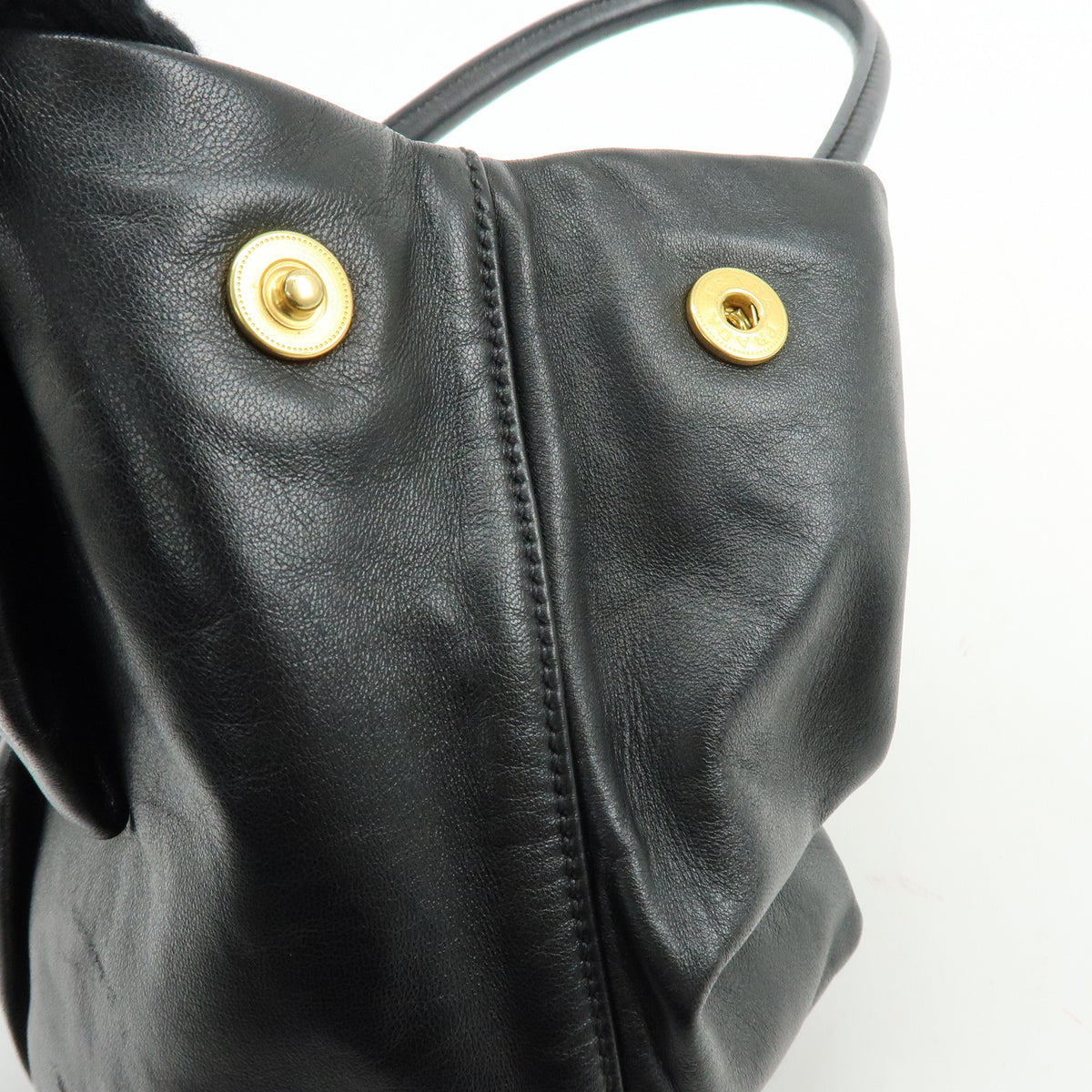 PRADA Nappa Leather Ribbon 2Way Hand Bag Tote Bag Black BN1601