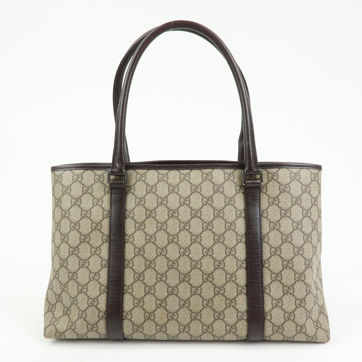 GUCCI GG Supreme Leather Tote Bag Shoulder Bag Beige Brown 114595