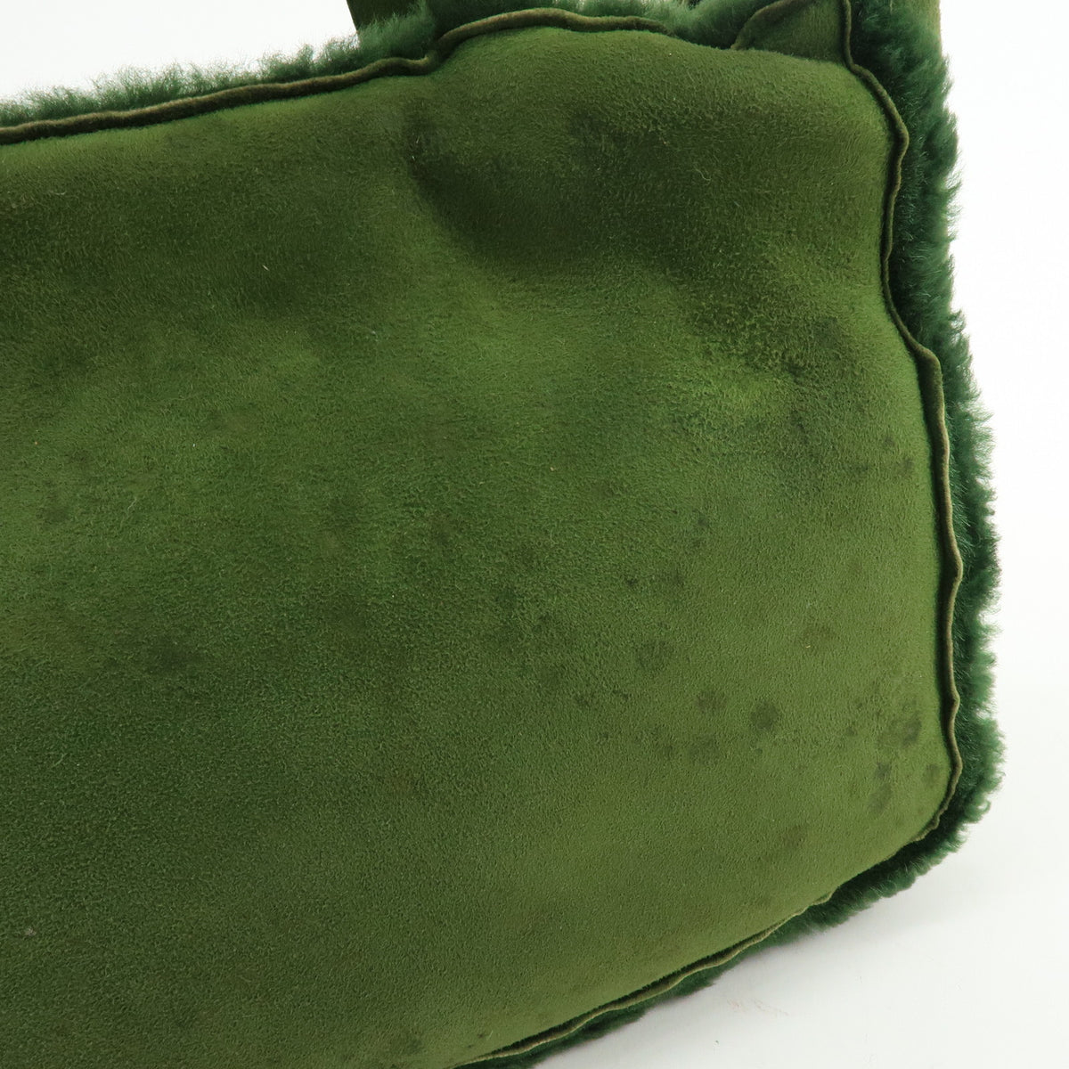 CHANEL Suede Mouton Tote Bag Hand Bag Green