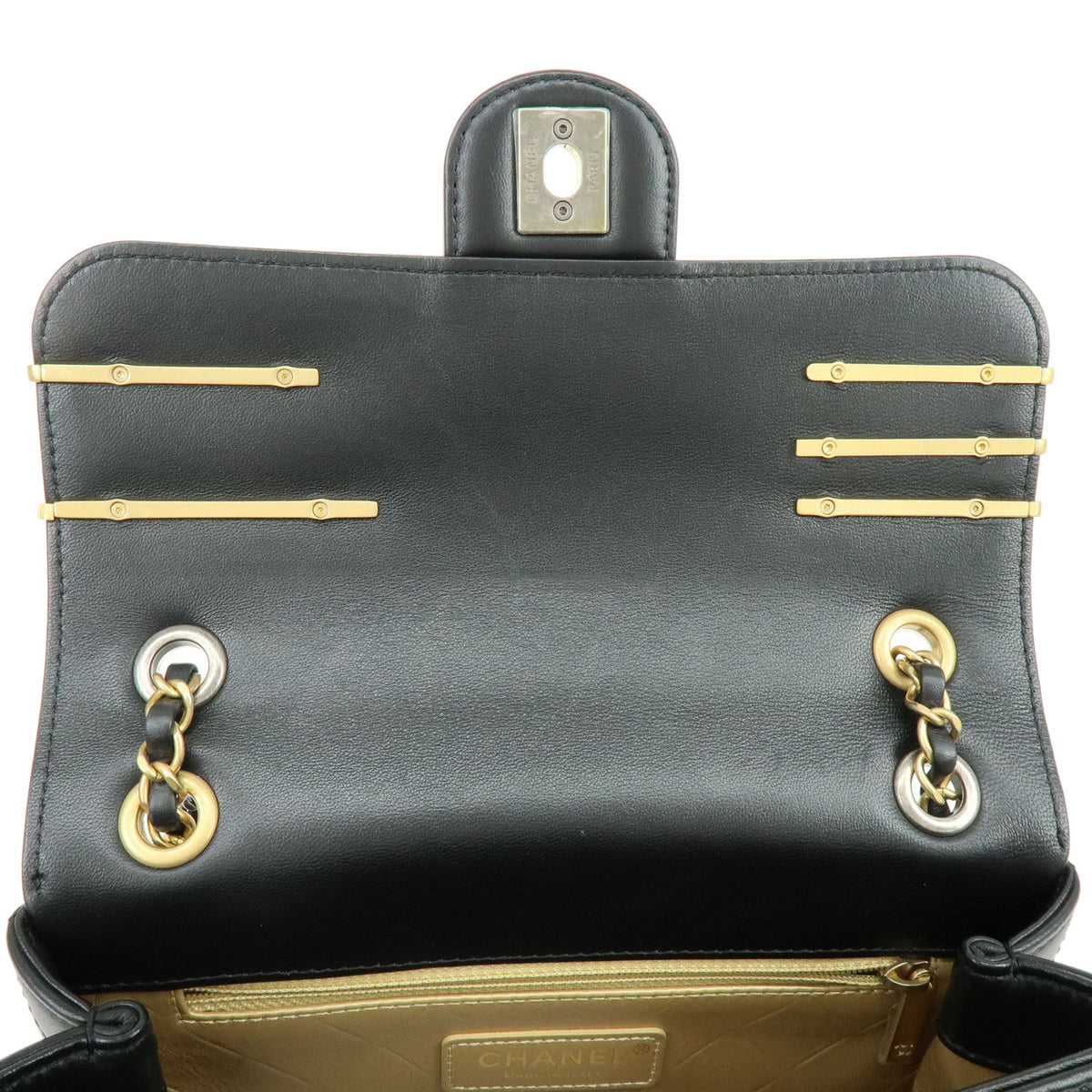 CHANEL Mini Matelasse Lamb Skin Shoulder Bag Hand Bag Black AS2978