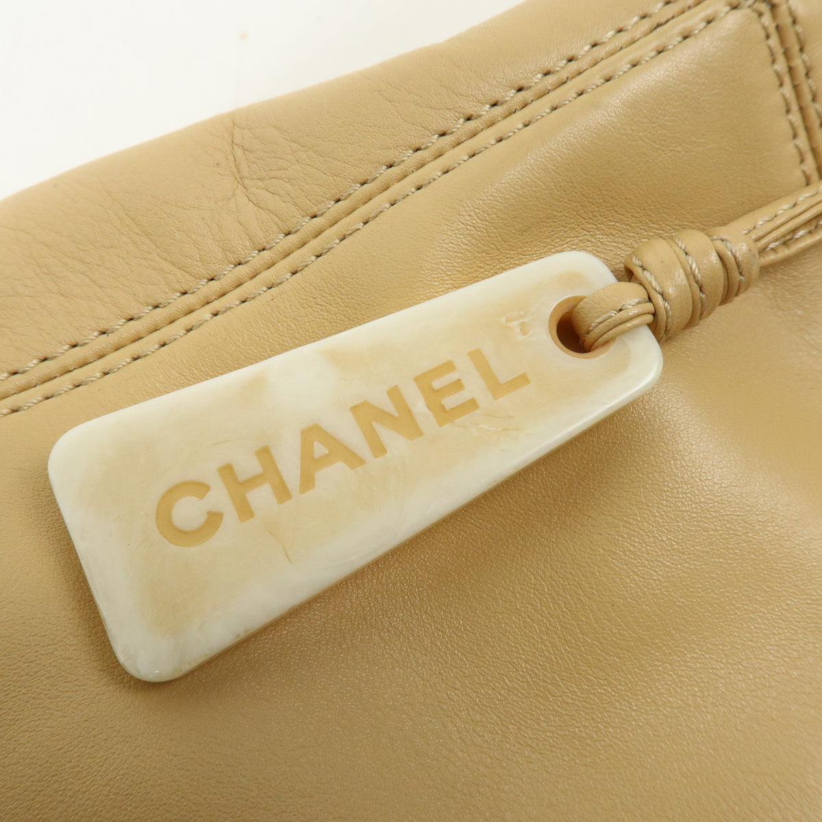 CHANEL COCO Mark Lamb Skin Shoulder Bag Hand Bag Beige
