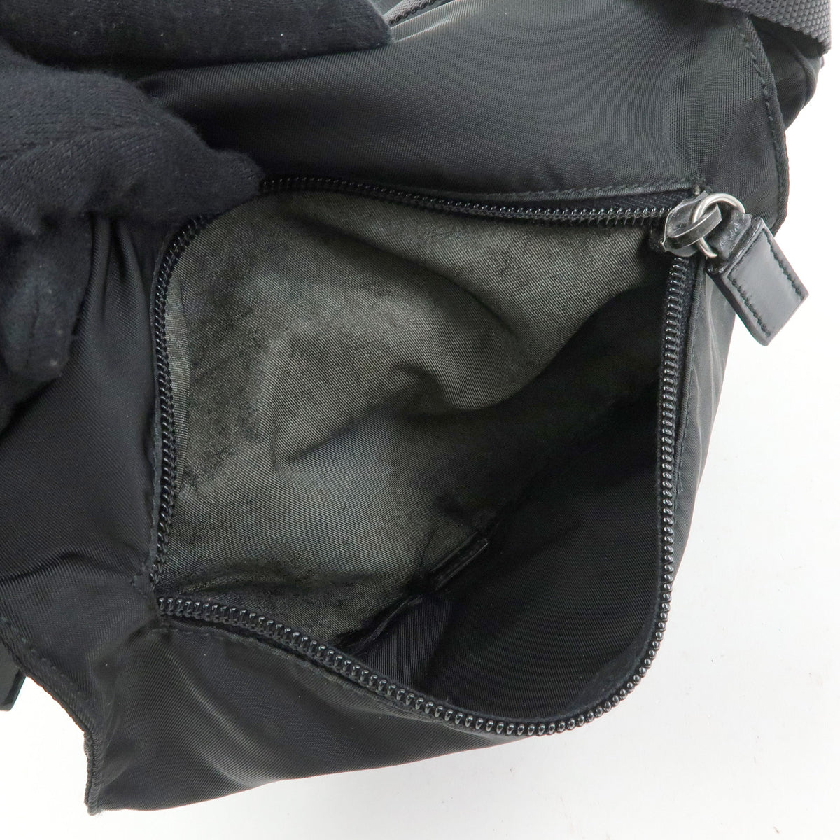 PRADA Triangle Logo Nylon Leather Shoulder Bag Crossbody Bag Black