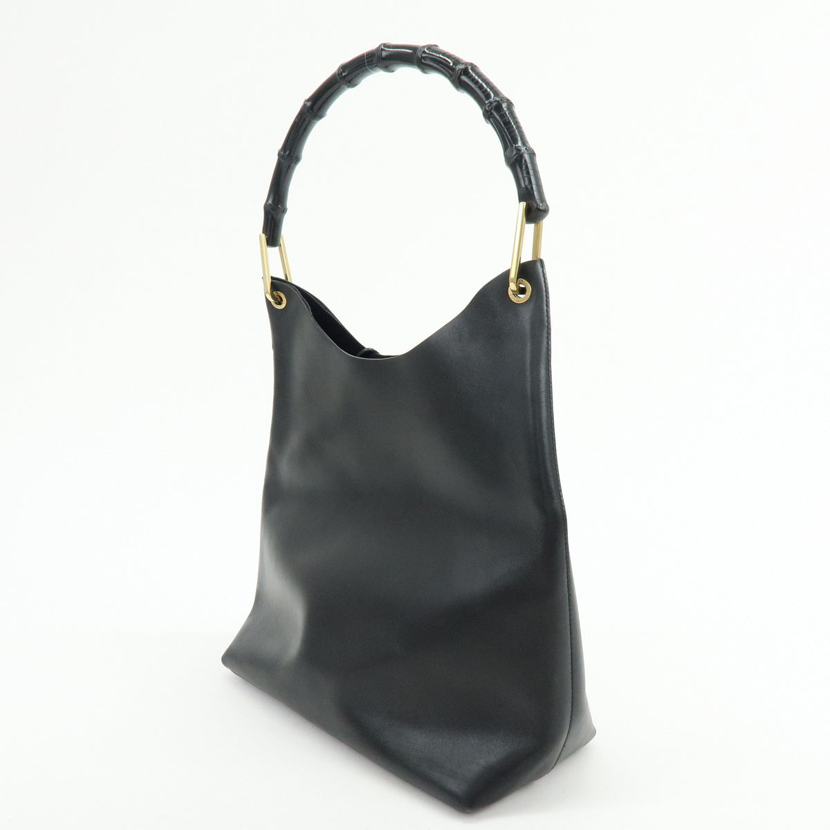 GUCCI Bamboo Leather Shoulder Bag Hand Bag  Black 001・2058