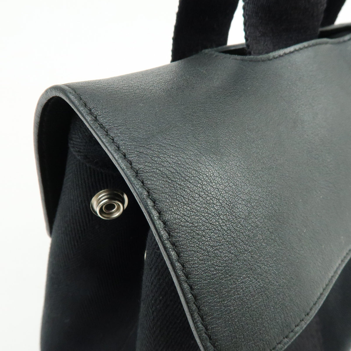 HERMES Toile Chevron Valparaiso PM Tote Bag Hand Bag Black