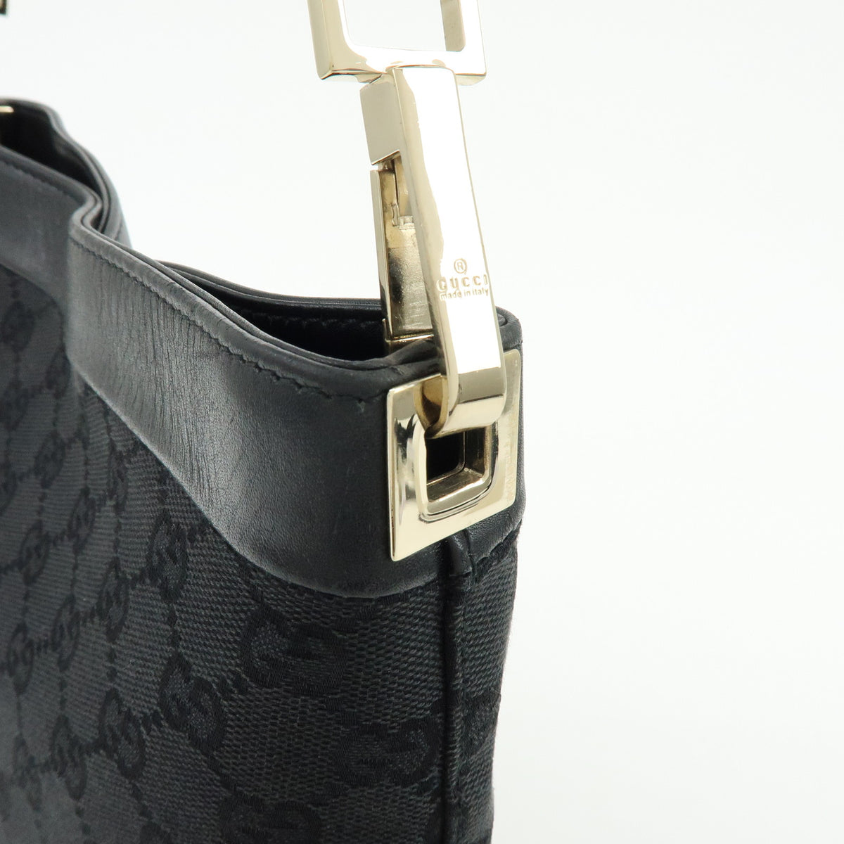 GUCCI GG Canvas Leather Shoulder Bag Hand Bag Black 33900
