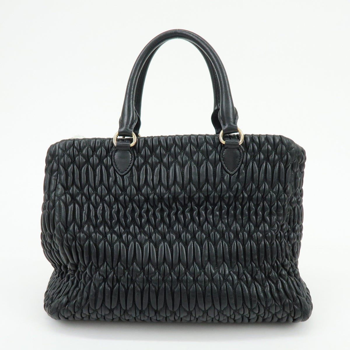 MIU MIU Matelasse Leataher 2Way Bag Hand Bag Shoulder Bag Black