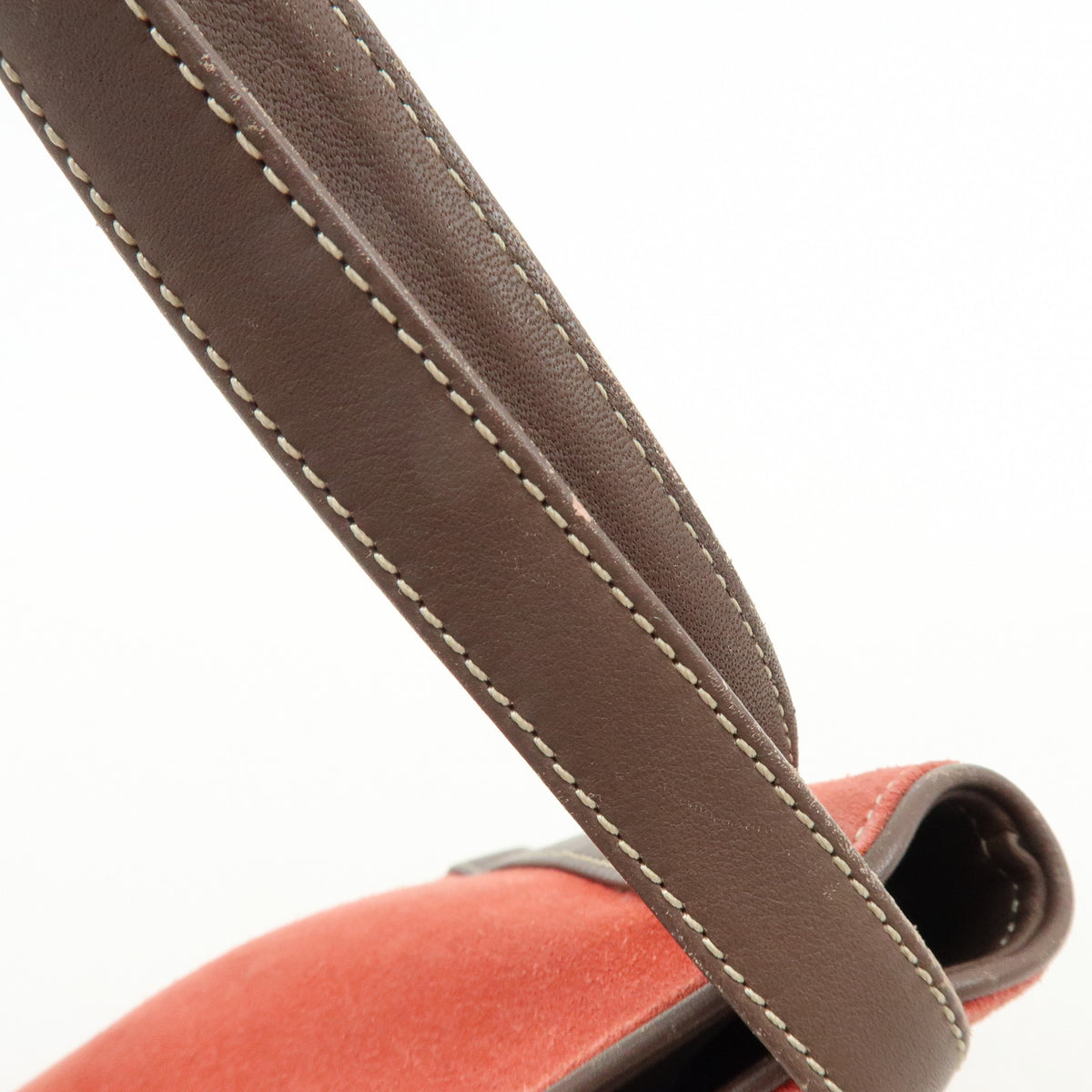 LOEWE Anagram Suede Leather Mini Hand Bag Tote Shoulder Bag Red