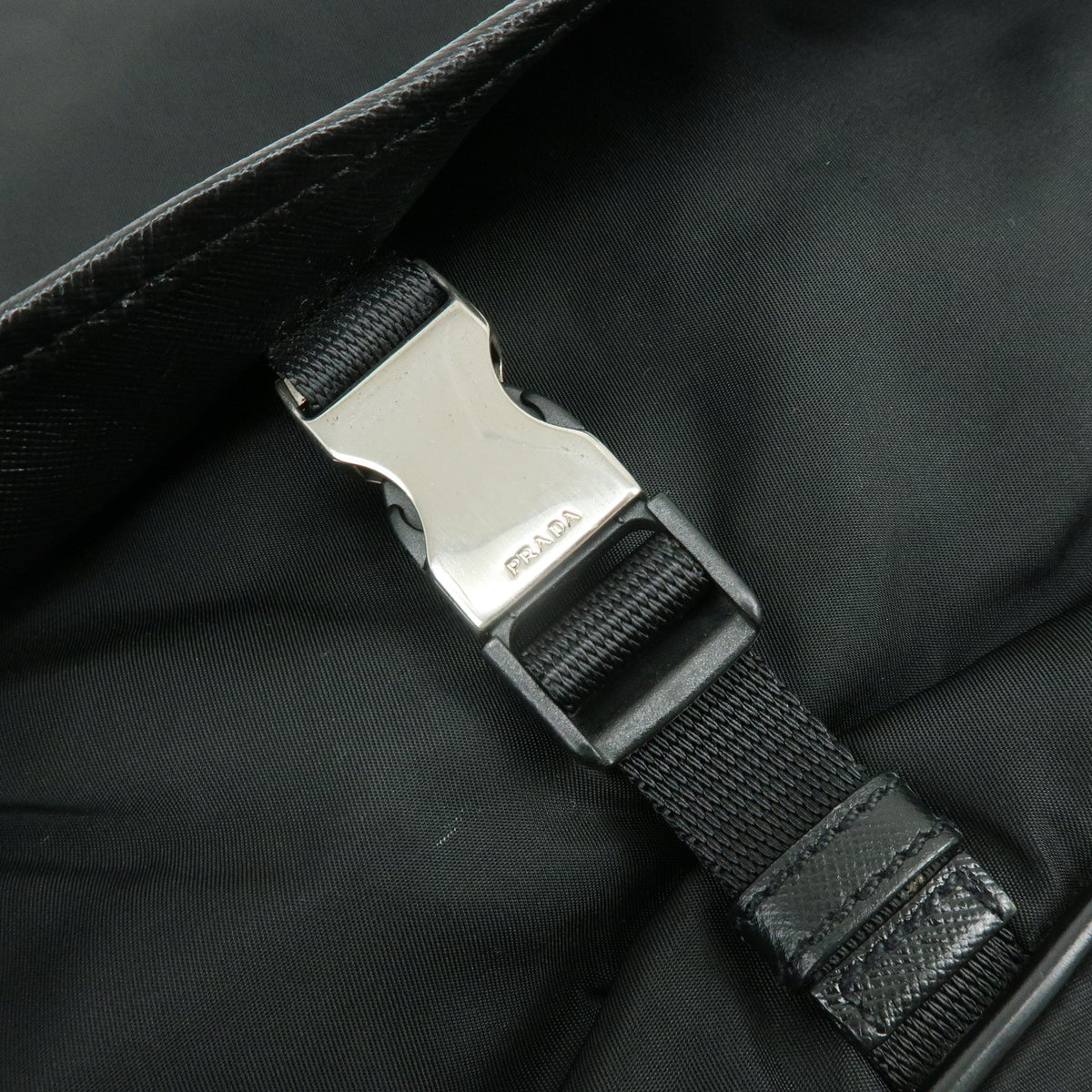 PRADA Triangle Logo Nylon Saffiano Leather Shoulder Bag Crossbody Bag