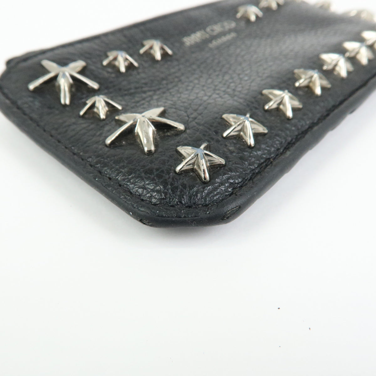 JIMMY CHOO Star Studs Leather Coin Case Card Case Black
