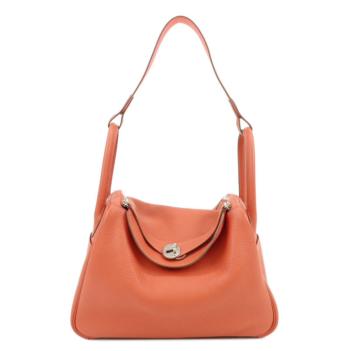 HERMES Lindy 30 Taurillon Clemence 2Way Bag □R Stamped Rouge Pivoine