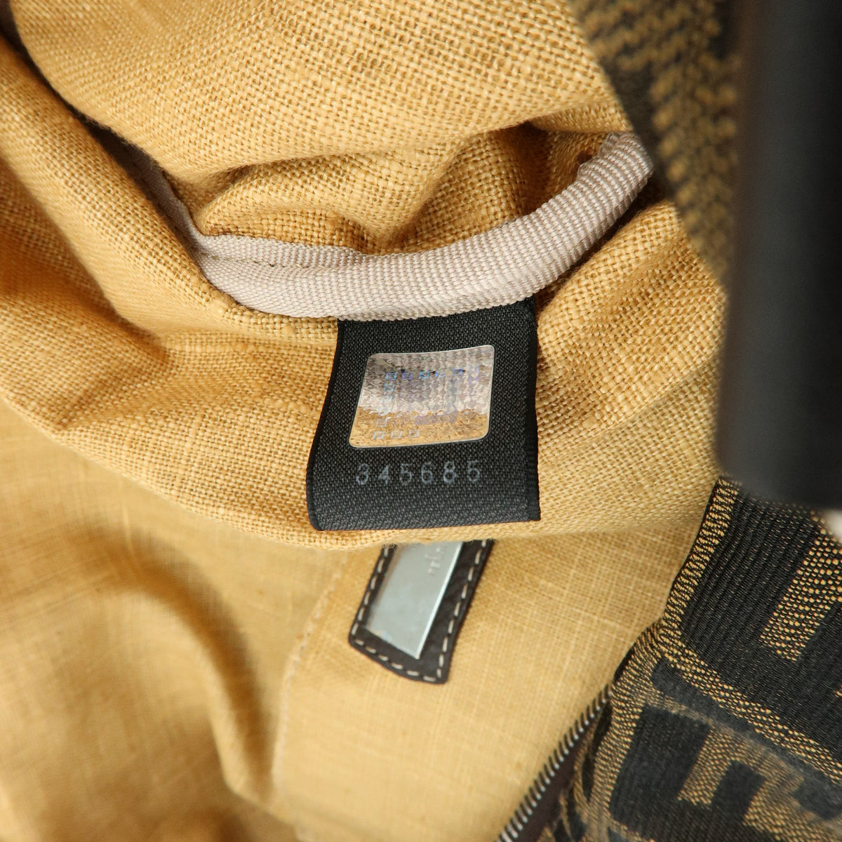 FENDI Zucca Selleria Jacquard Leather Shoulder Bag Boston Bag Brown