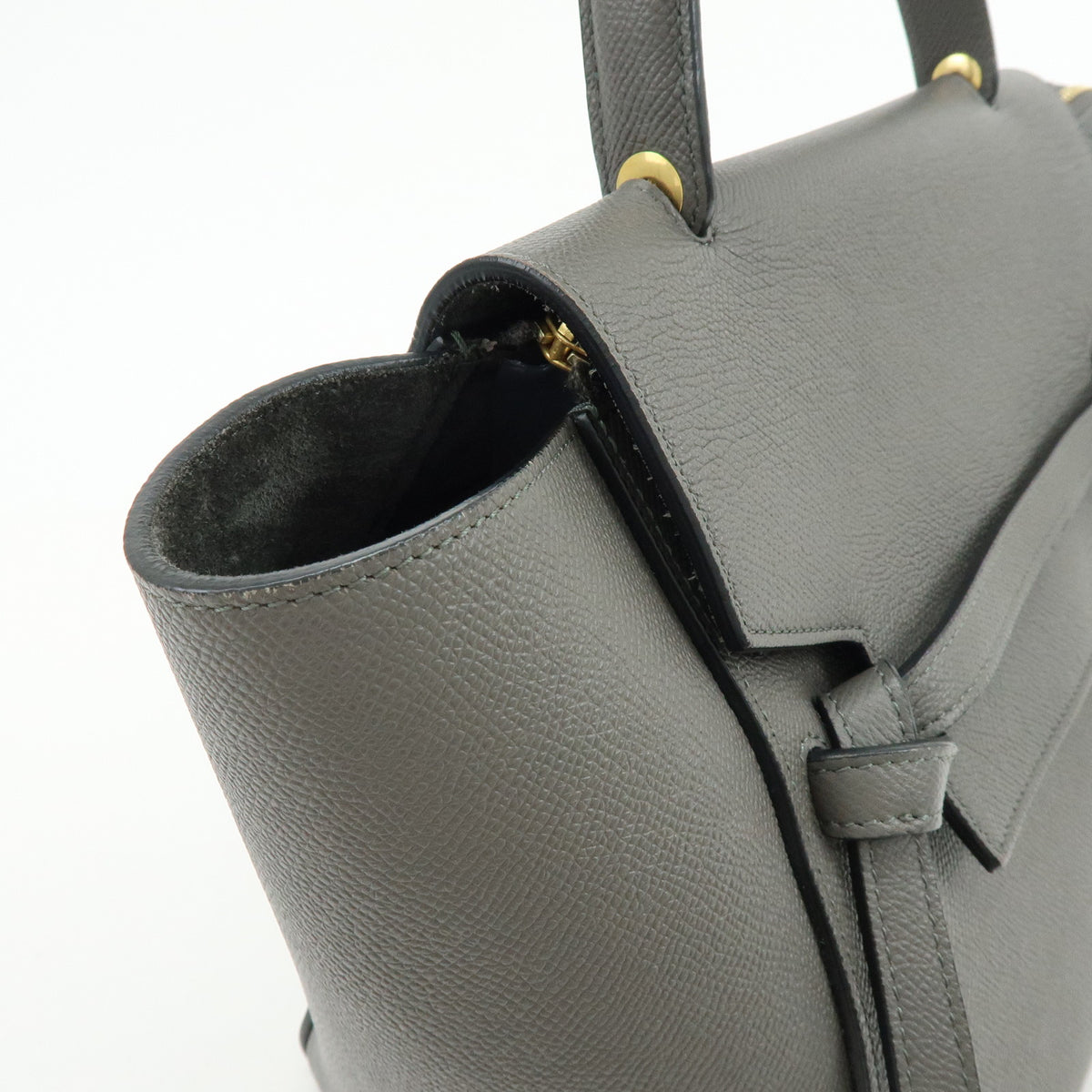 CELINE Belt Bag Small Calf Leather 2WAY Bag Hand Bag Shoulder Bag Gray
