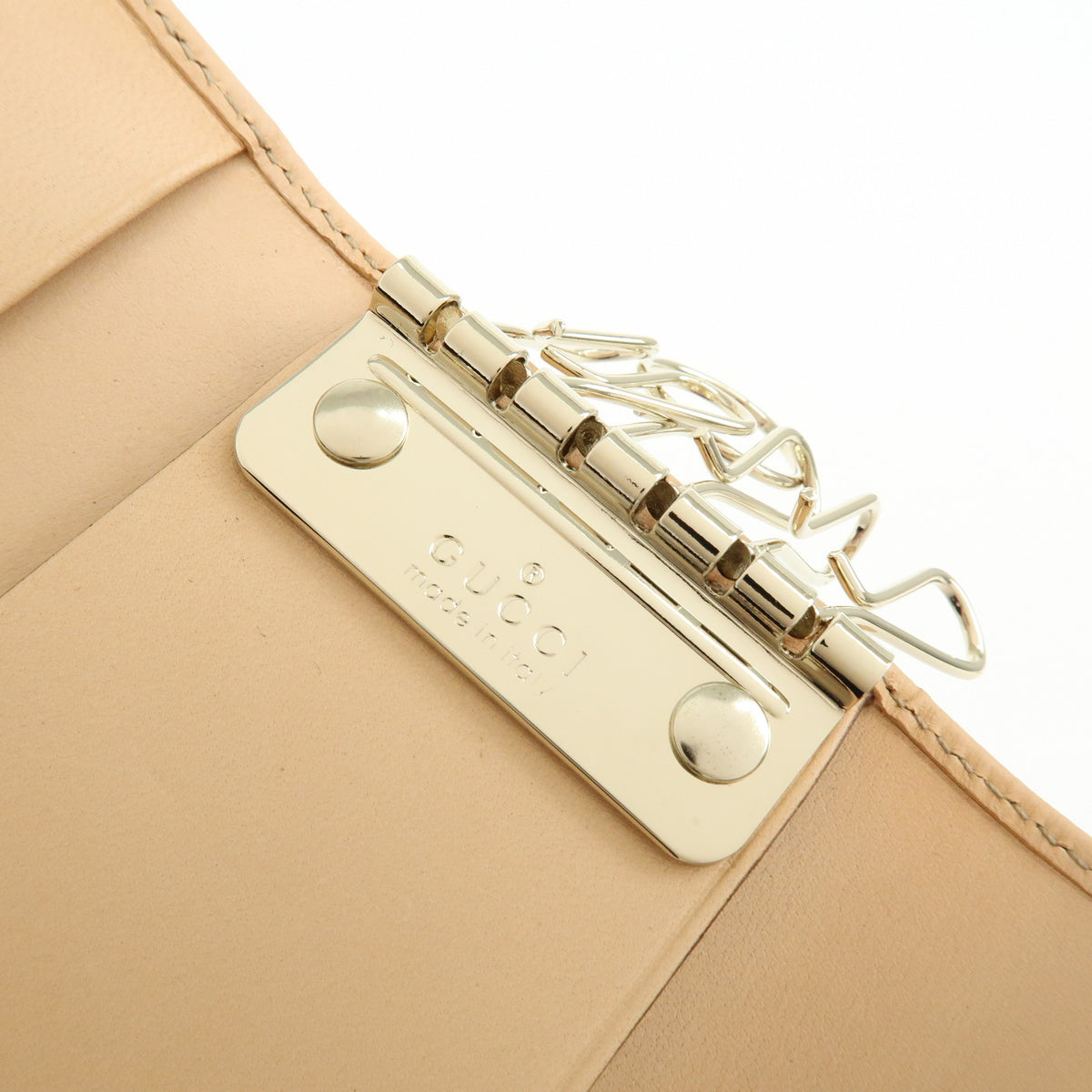 GUCCI Flora Canvas Leather 6 Ring Key Case Flower White Pink 127048