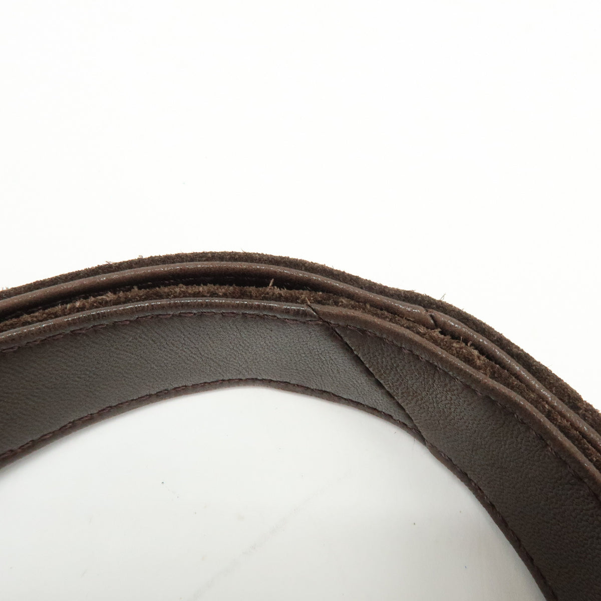 CHANEL Logo Plate Quilting Suede Leather Shoulder Bag Dark Brown Black
