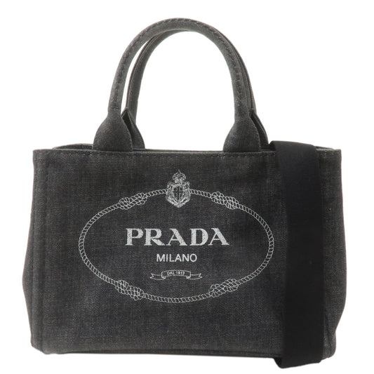 PRADA-Logo-Canapa-Mini-Canvas-2Way-Hand-Bag-Denim-Black-1BG439