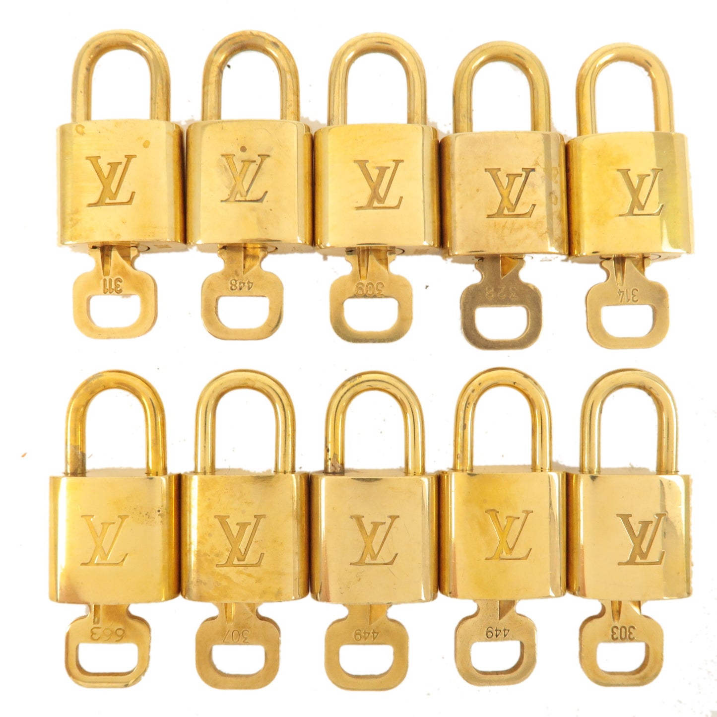 Louis-Vuitton-Set-of-10-Lock-&-Key-Cadena-Key-Lock