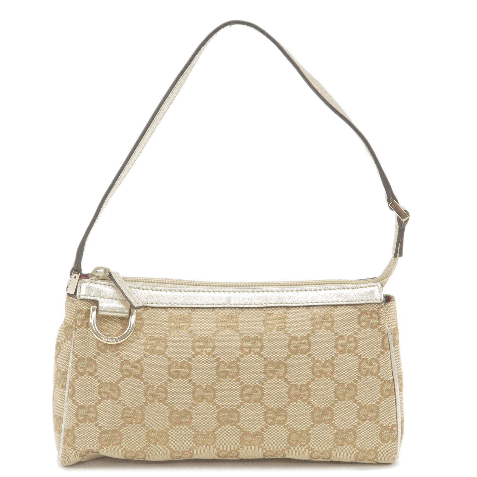 GUCCI-Abbey-GG-Canvas-Leather-Pouch-Beige-Champagne-Gold-145750