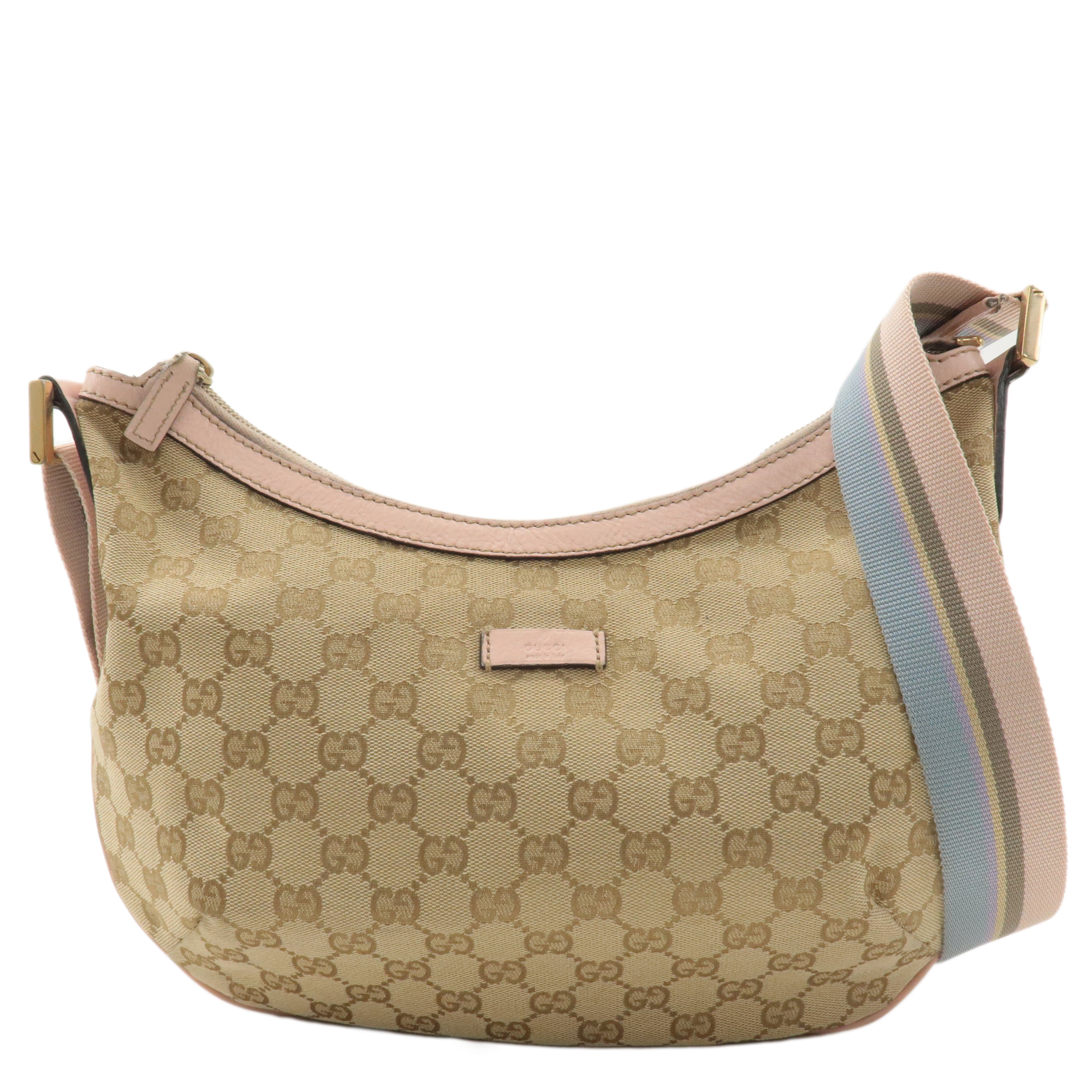 181092 dct gucci ep vintage luxury Gamer GG Leather Beige Canvas Bag GUCCI Pink Shoulder