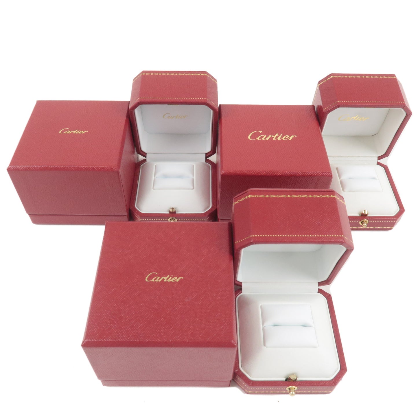 Cartier Set of 3 Ring Box Jewelry Box For Ring Red