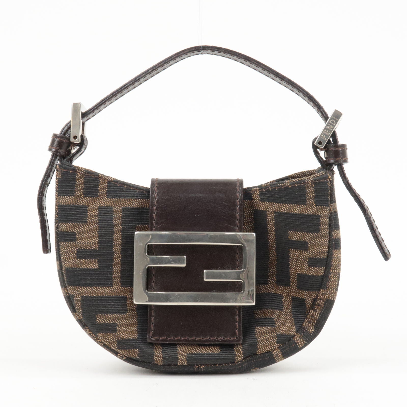 Fendi Zucca Waist Pouch Sling Bag Canvas Unisex Brown Used from Japan