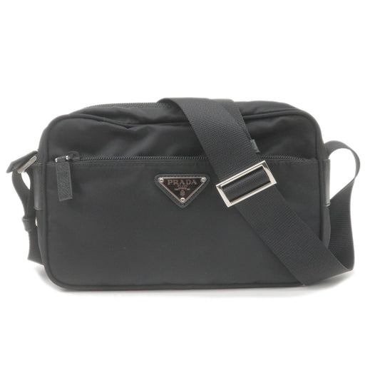 PRADA-Logo-Nylon-Leather-Shoulder-Bag-Crossbody-Bag-Black-1BC167