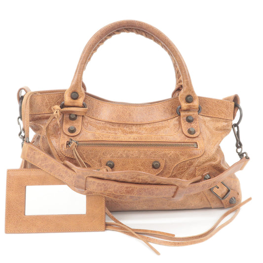 BALENCIAGA-The-First-Leather-2Way-Bag-Hand-Bag-Brown-103208
