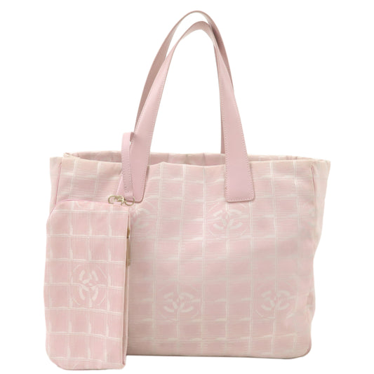 CHANEL-New-Travel-Line-MM-Logo-Jacquard-Leather-Tote-Pink-A15991