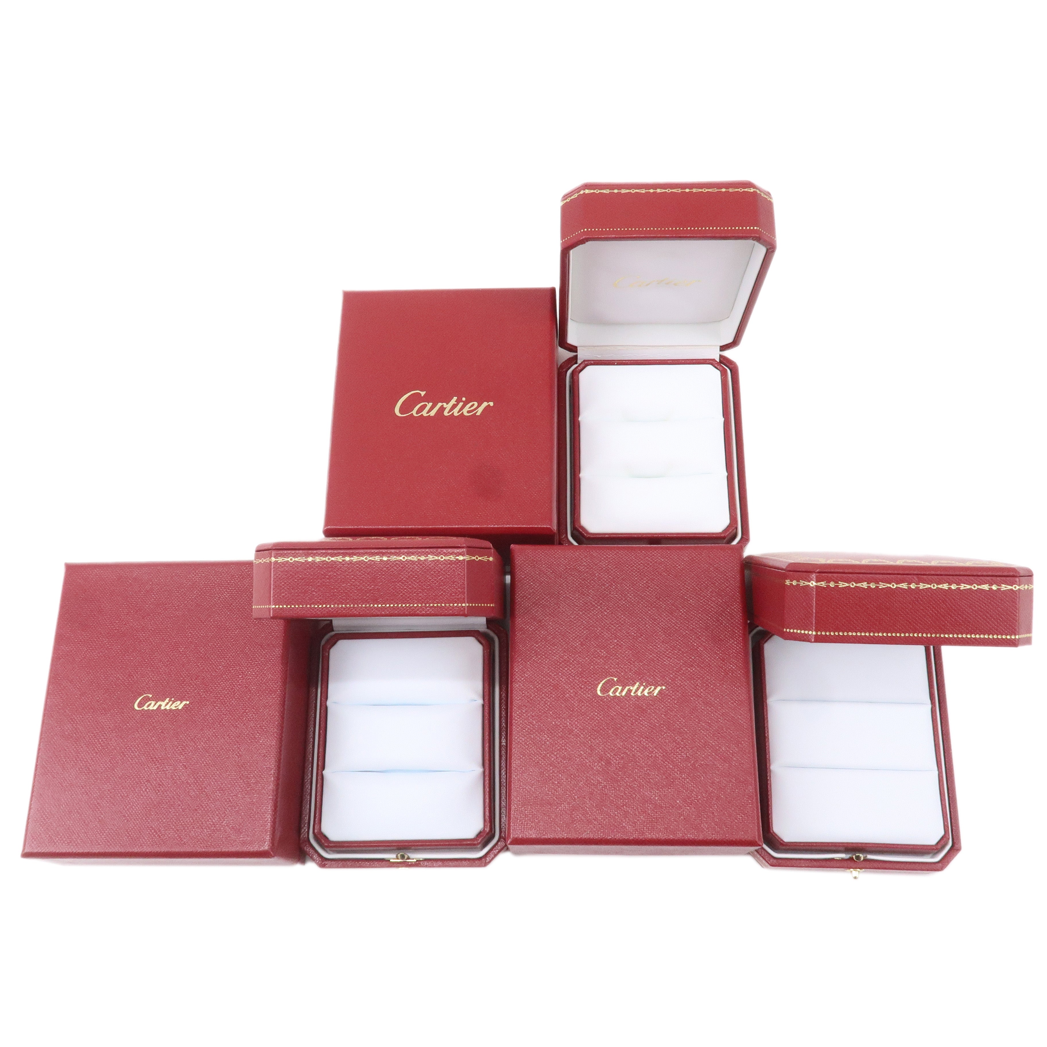 Cartier Set of 3 Jewelry Box Pair Ring Box Jewelry Case Red For