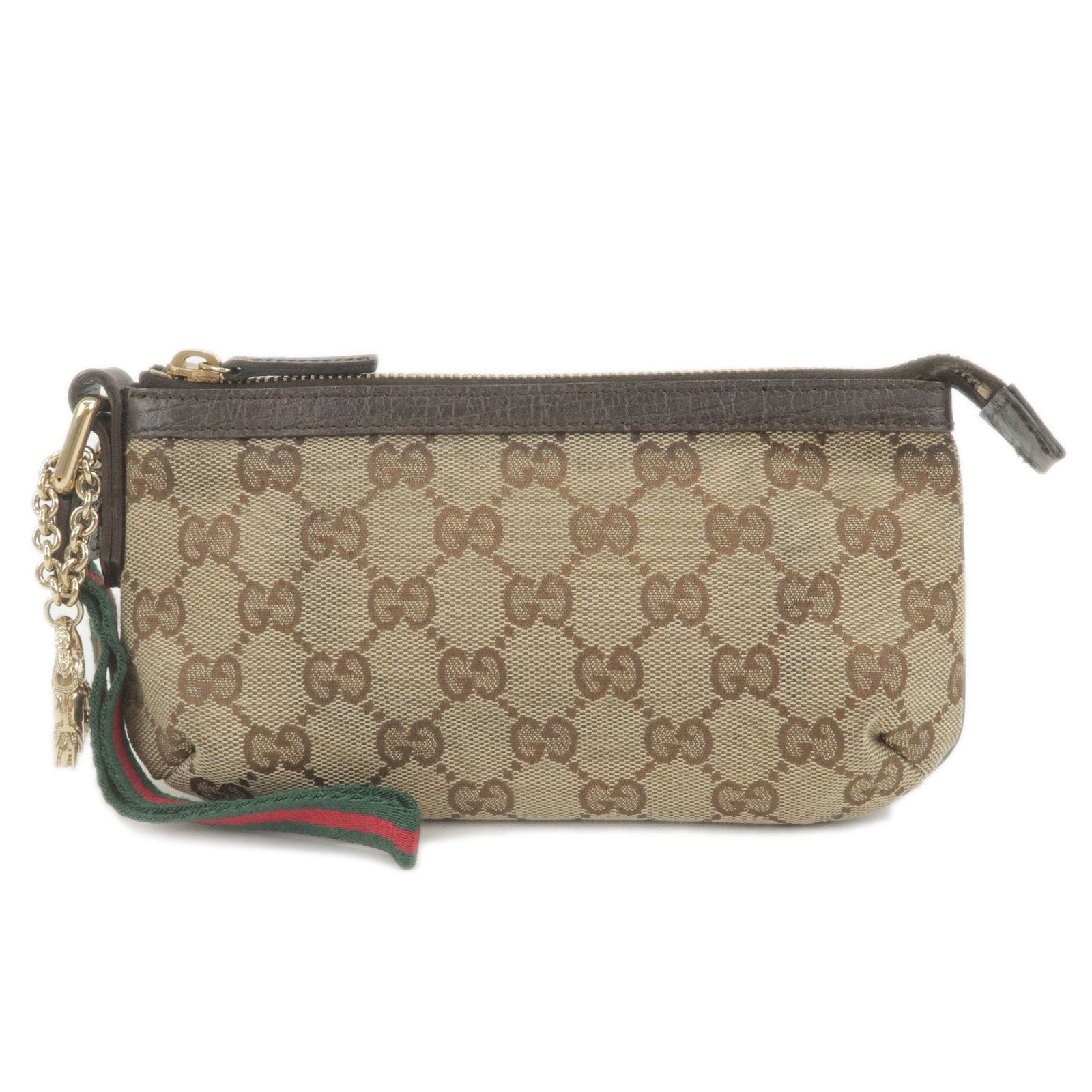GUCCI-Sherry-GG-Canvas-Leather-Cosmetic-Pouch-Purse-152507