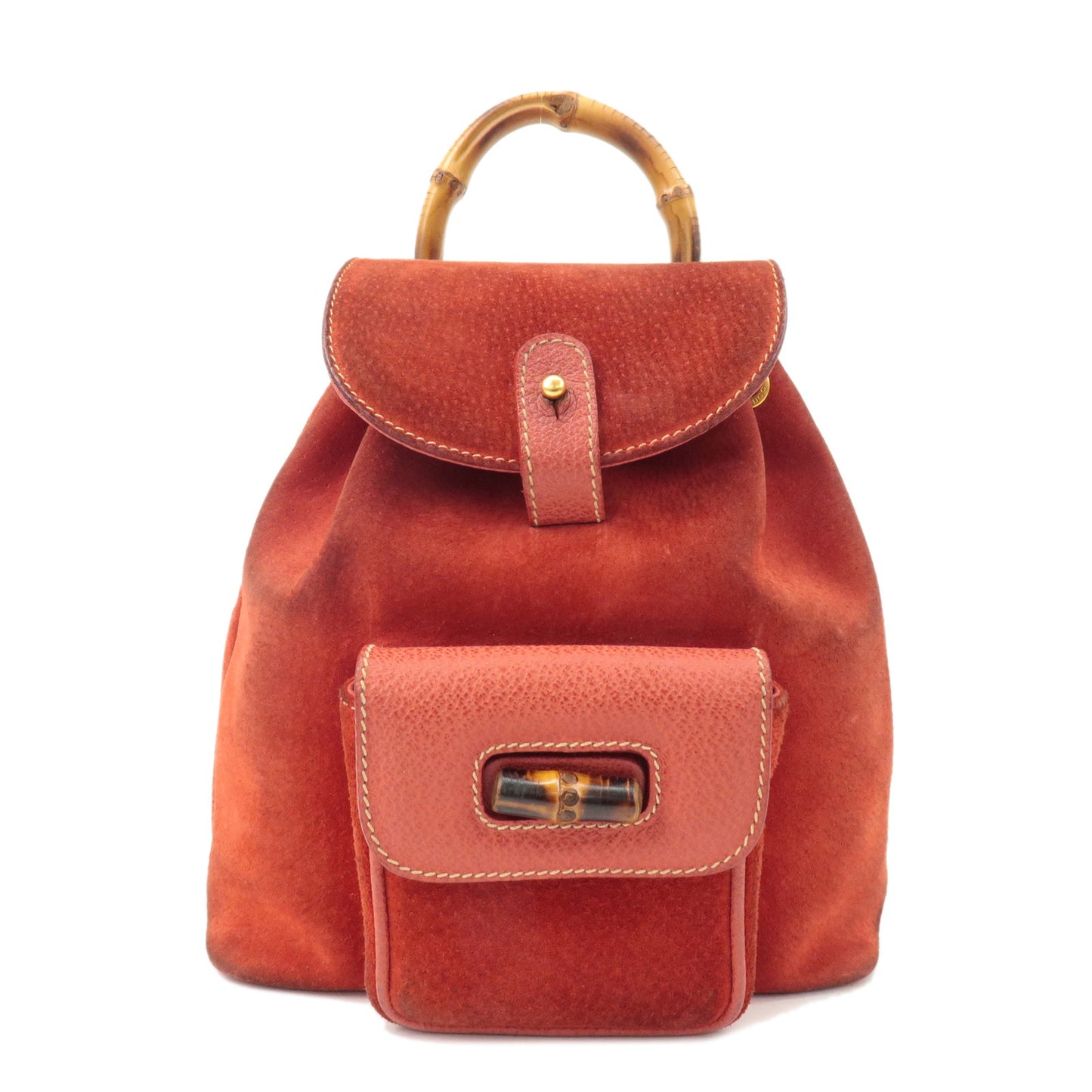 GUCCI Bamboo Suede Leather Back Pack Red 003.1998.0030