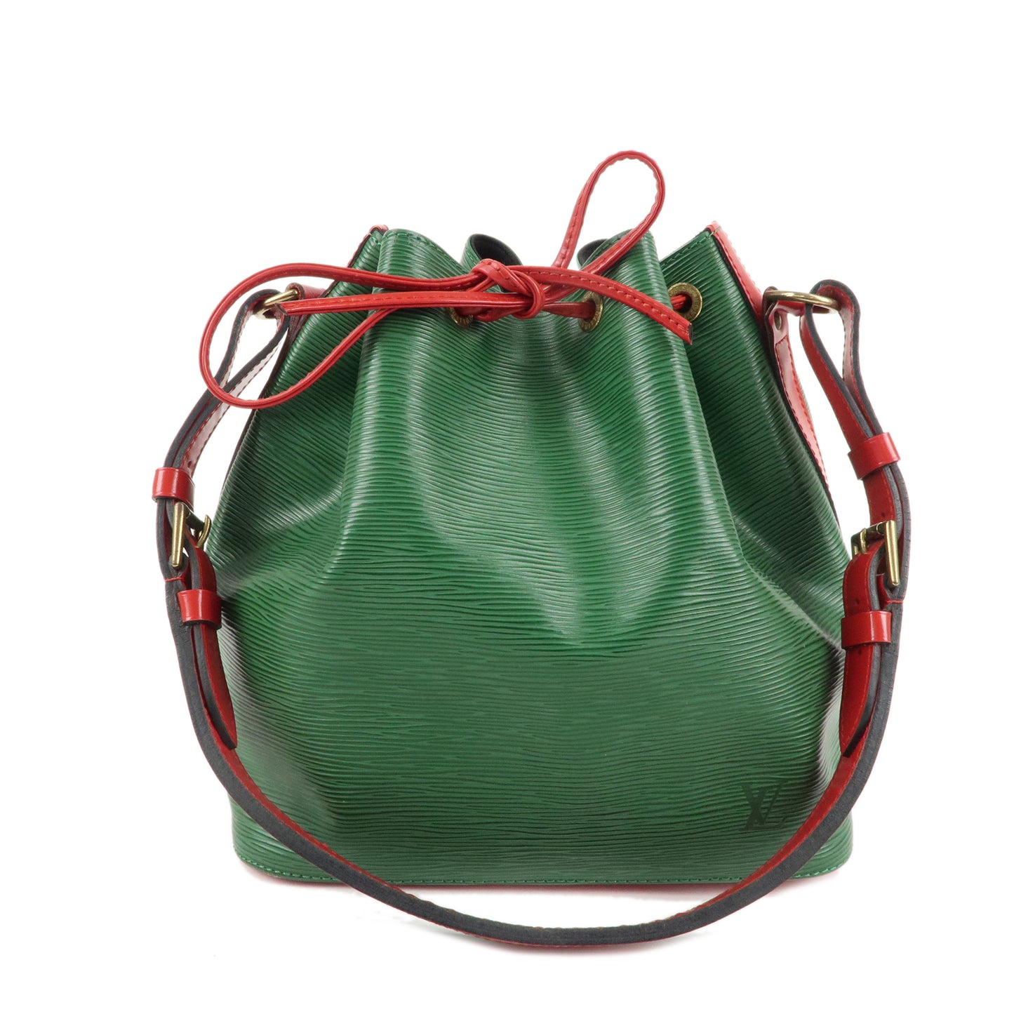 Louis-Vuitton-Epi-Petit-Noe-Shoulder-Bag-Bi-ColorGreen-Red-M44147