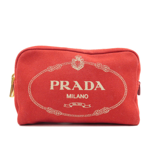 PRADA-Logo-Canapa-Canvas-Leather-Cosmetic-Pouch-Red-1NA021