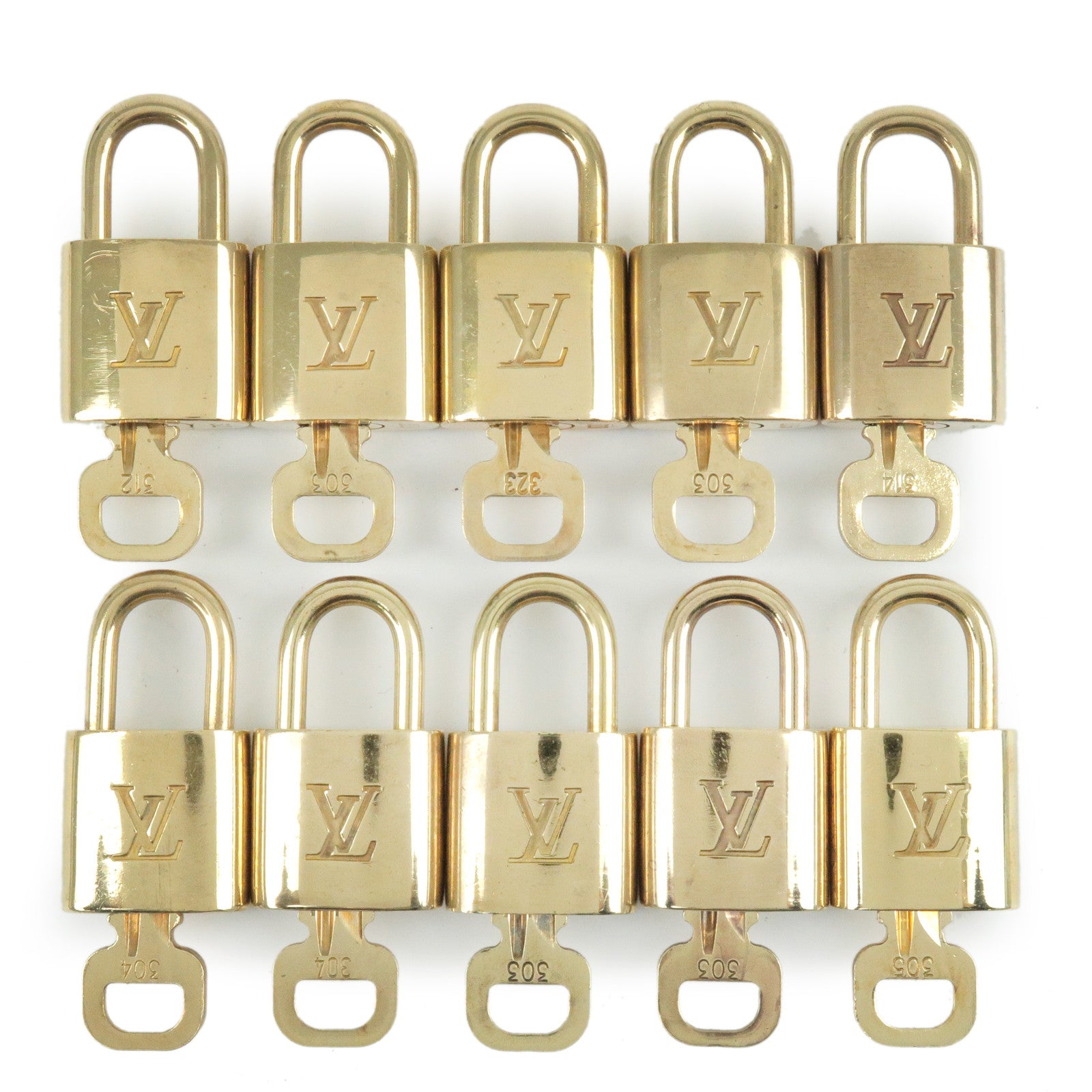 Louis-Vuitton-Set-of-10-Lock-&-Key-Cadena-Key-Lock