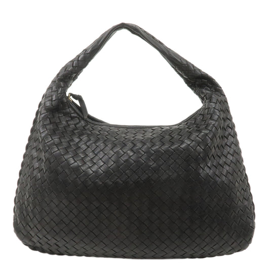 BOTTEGA-VENETA-Intrecciato-Hobo-Leather-Shoulder-Bag-Black-115653