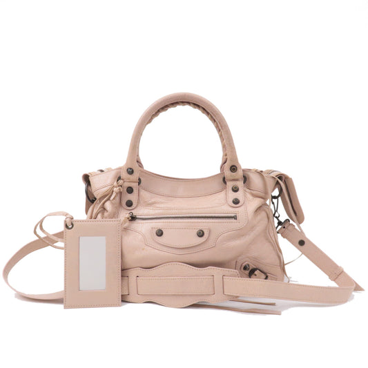 BALENCIAGA-The-Town-Leather-2way-Bag-Hand-Bag-Pink-Beige-240579