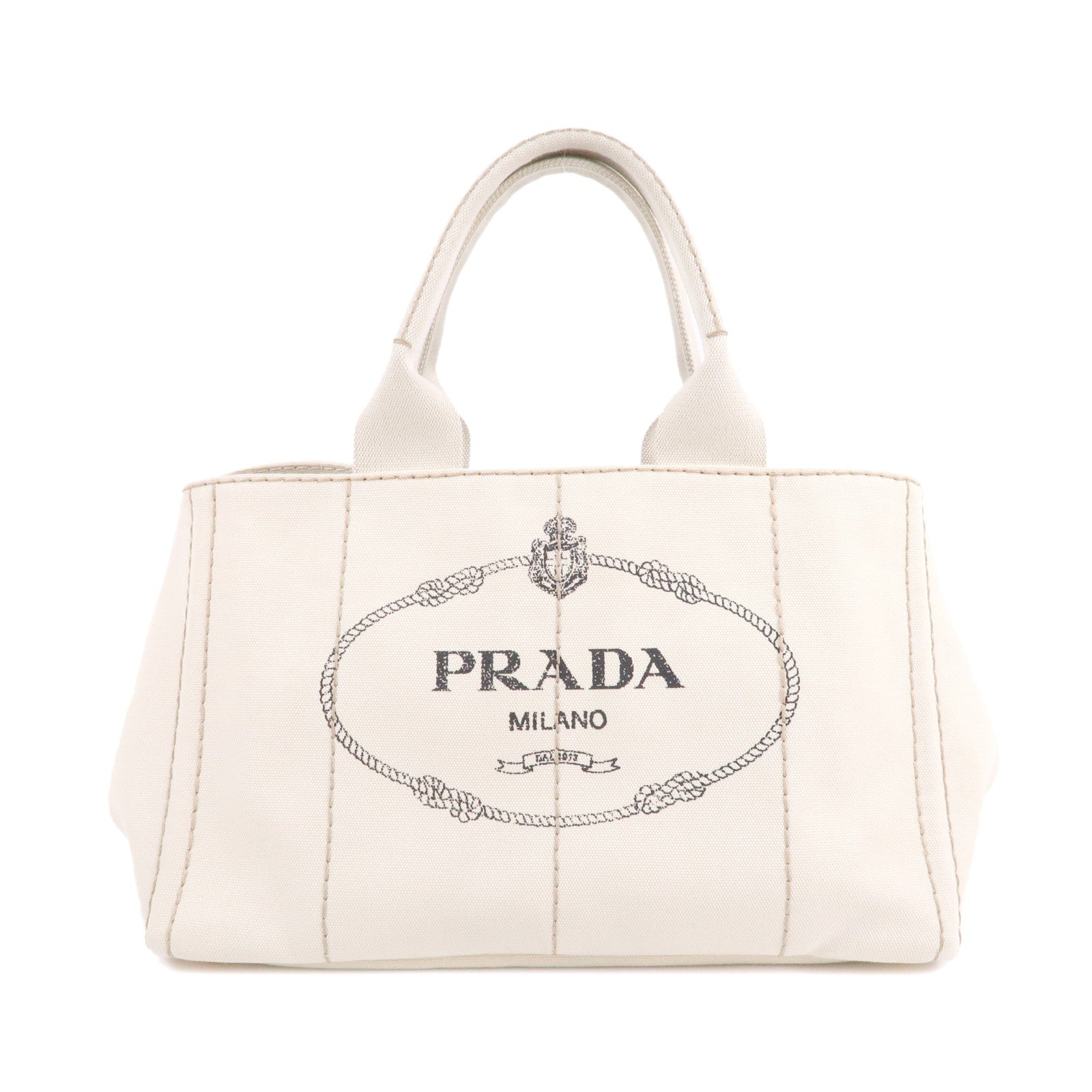 Prada Large Canapa Logo Blue Canvas Tote with shoulder strap