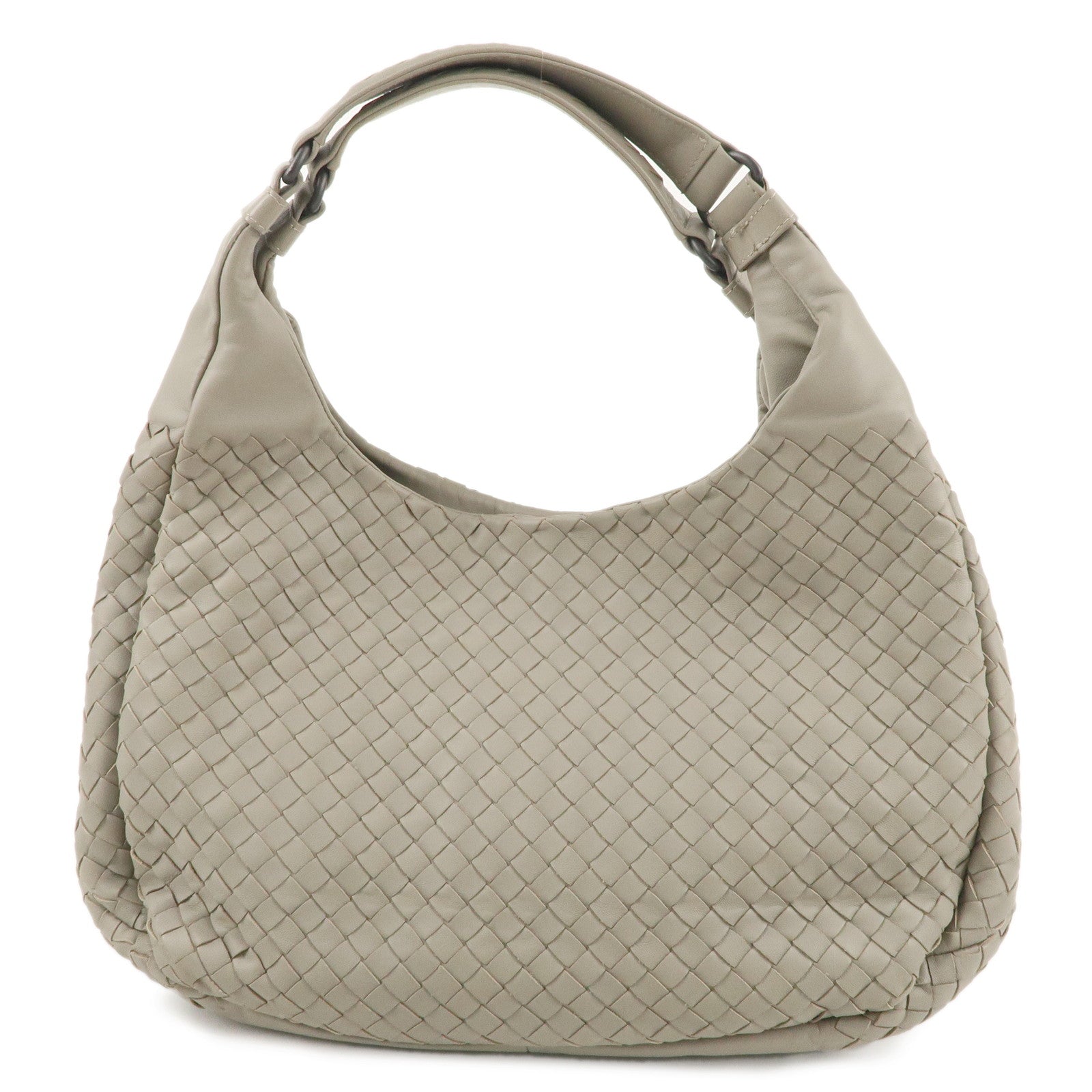 BOTTEGA VENETA Intrecciato Campana Shoulder Bag Gray 125787