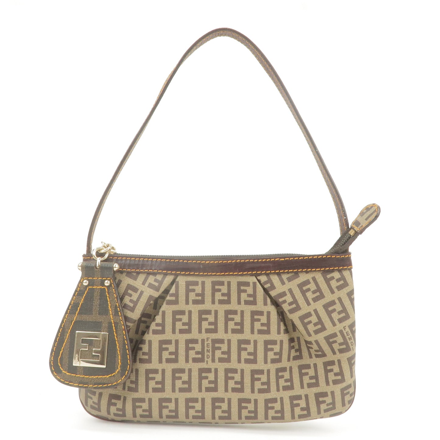 *EARLY-ACCESS*-FENDI-Zucchino-PVC-Leather-Shoulder-Bag-Beige-Brown-8BR566