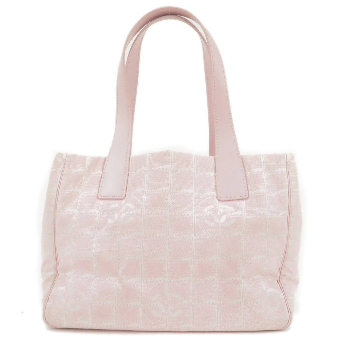 CHANEL-Travel-Line-Nylon-Jacquard-Leather-Tote-PM-Pink-A20457