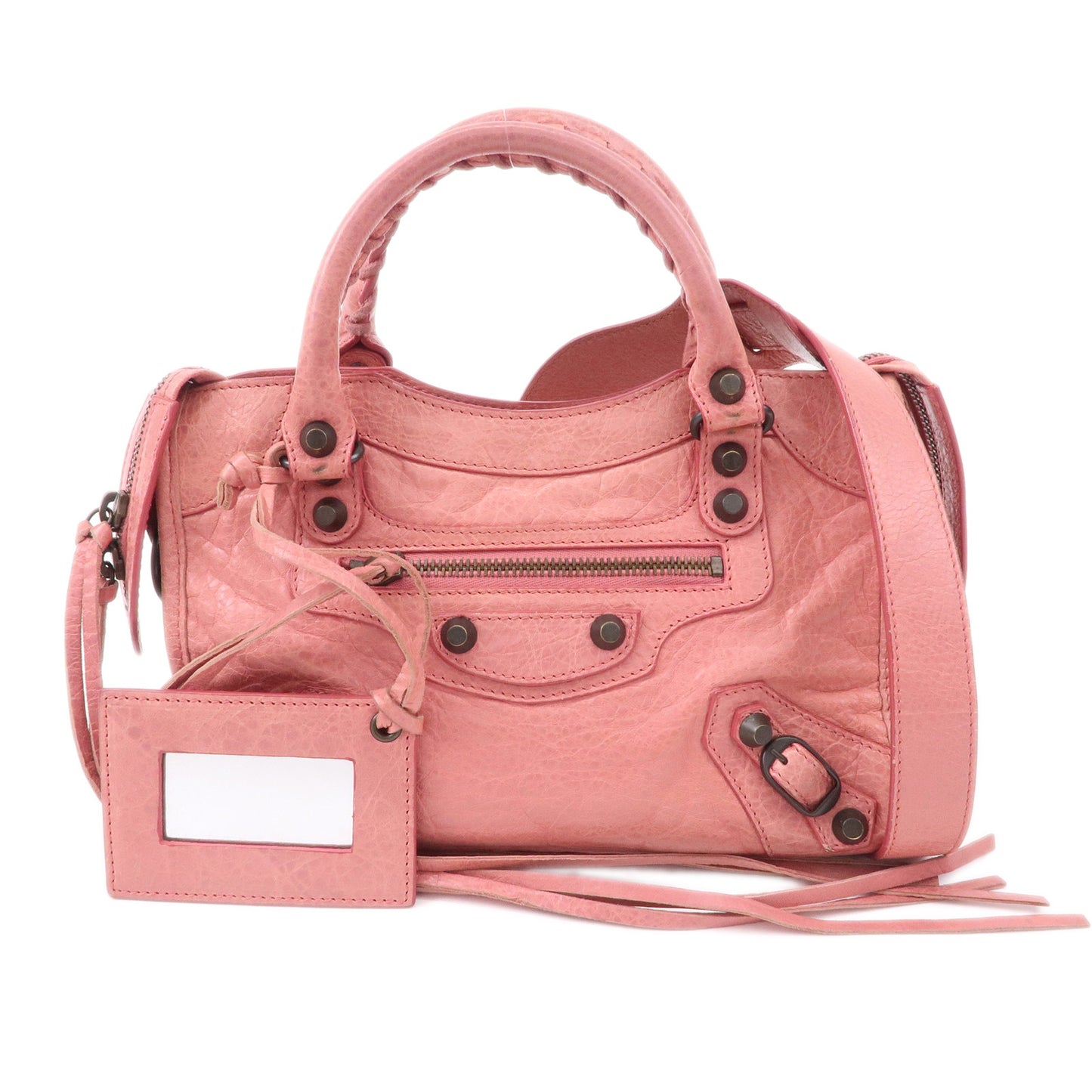 BALENCIAGA Leather Classic Mini City 2Way Shoulder Bag Pink 300295