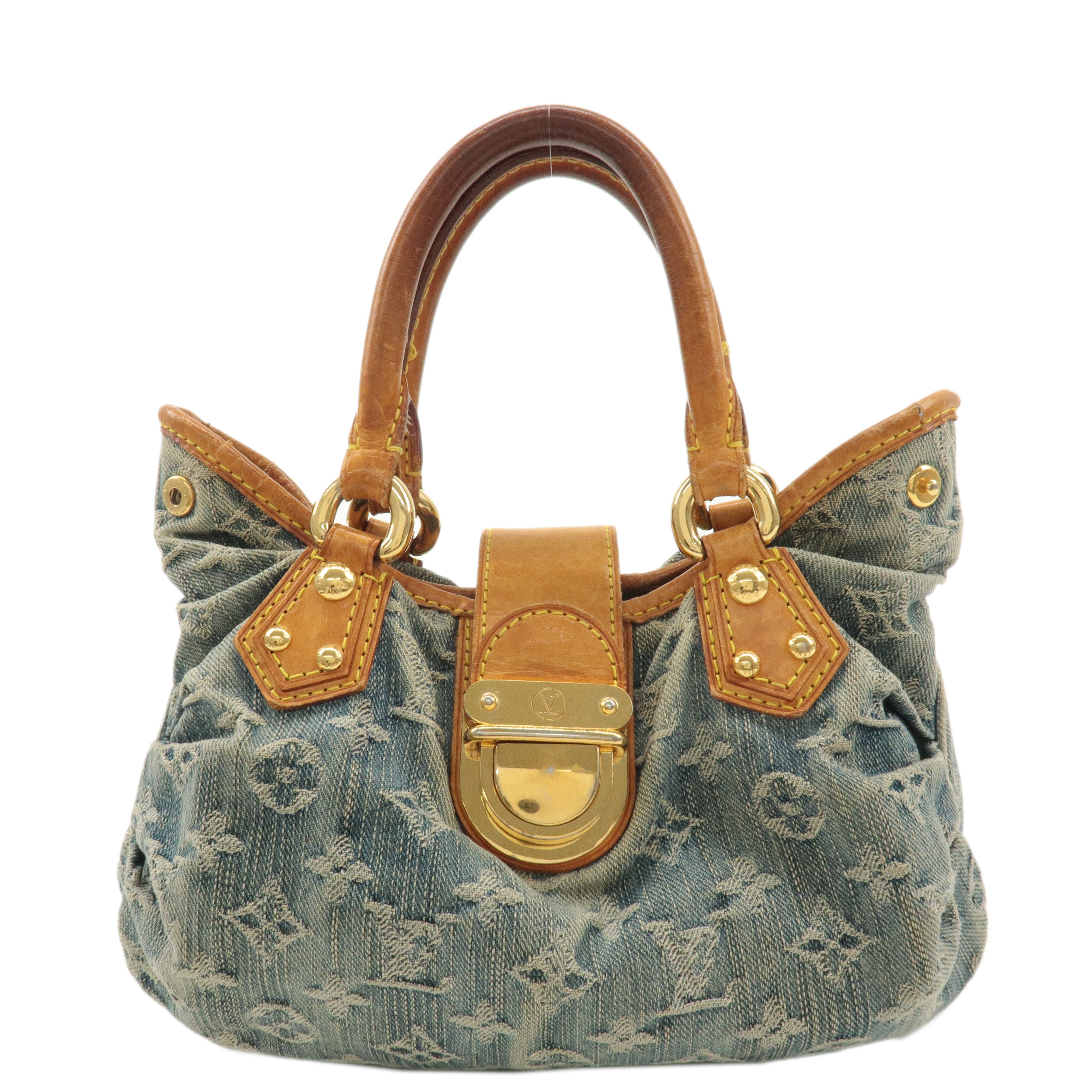 Louis Vuitton Monogram Denim Pleaty Hand Bag Blue M95020