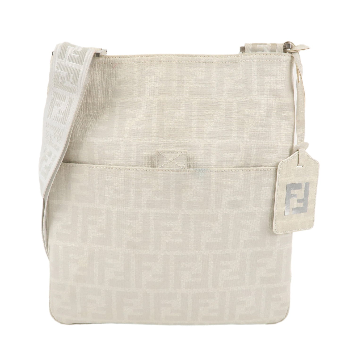 FENDI Zucca Print PVC Shoulder Bag Crossbody Bag White 7VA207