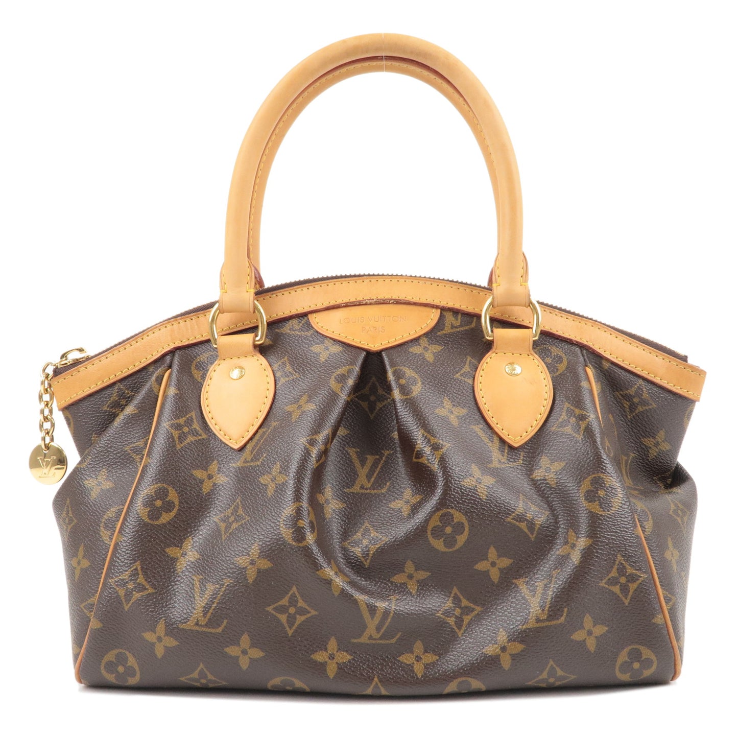 Louis Vuitton Womens Brown Leather Monogram Tivoli PM Shoulder Bag Handbag