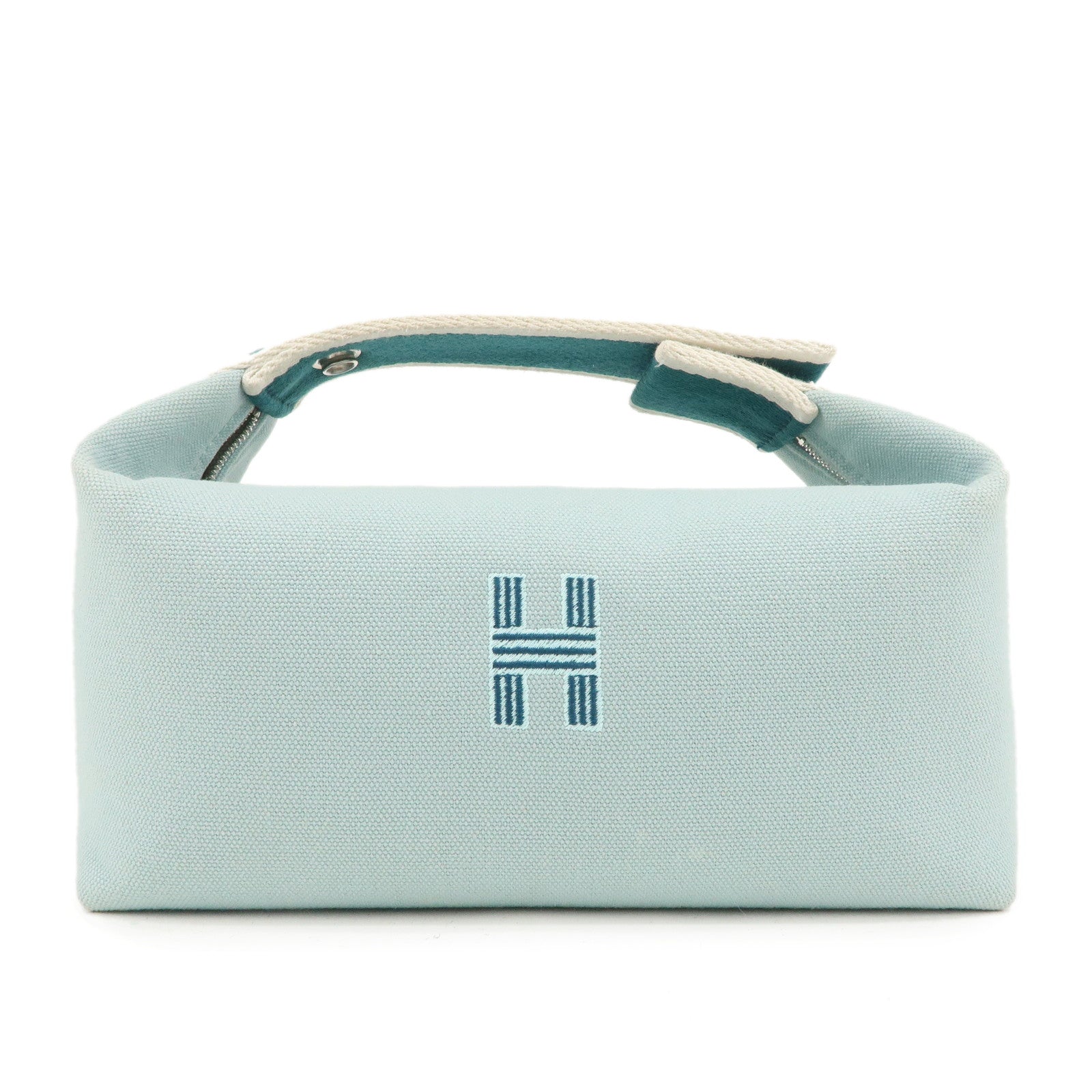 HERMES-Bride-A-Brac-PM-Canvas-Leather-Hand-Bag-Pouch-Light-Blue